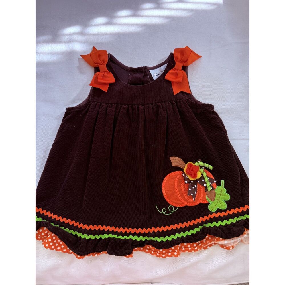 Girls Rare Editions 24 month Thanksgiving Brown Corduroy Jumper